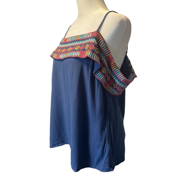 THML Women’s Blue Embroidered Blouse 
Size: Large - Picture 5 of 10